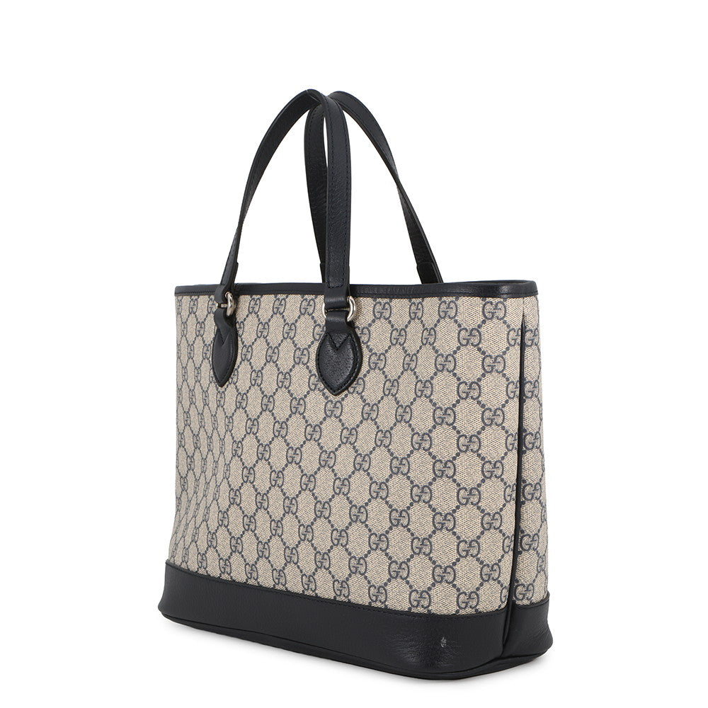 GUCCI 2WAY Tote Bag Beige/Black765043 GG Supreme Leather Size Small