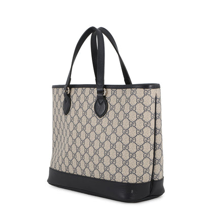 GUCCI 2WAY Tote Bag Beige/Black765043 GG Supreme Leather Size Small