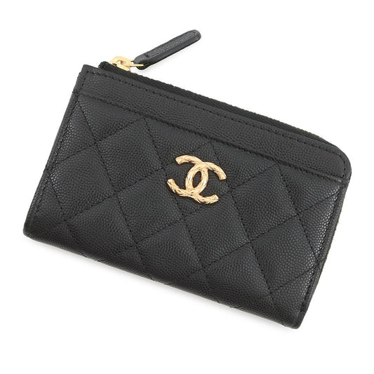 CHANEL CC Logo Matelasse Fragment Case BlackAP5015 Caviar Leather