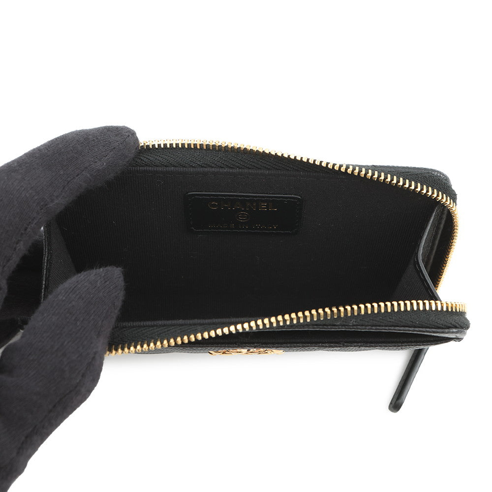 CHANEL CC Logo Matelasse Fragment Case BlackAP5015 Caviar Leather