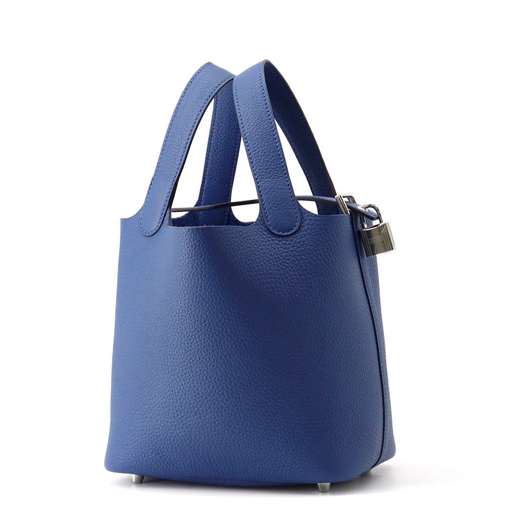 HERMES Picotin Lock Blue Tie Taurillon Clemence Size PM