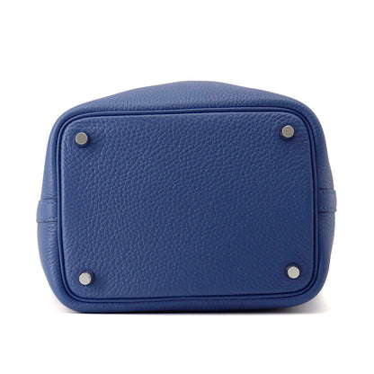 HERMES Picotin Lock Blue Tie Taurillon Clemence Size PM