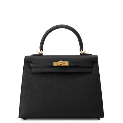 HERMES Kelly Sellier Black Epsom Size 25