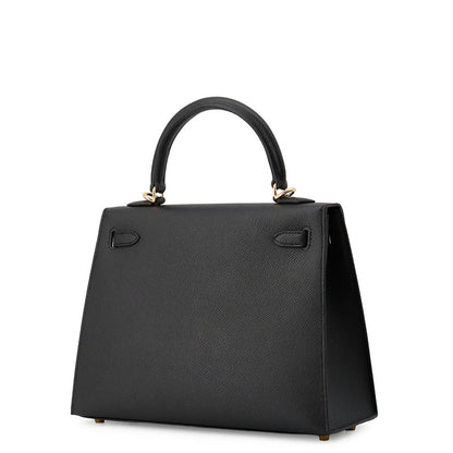 HERMES Kelly Sellier Black Epsom Size 25