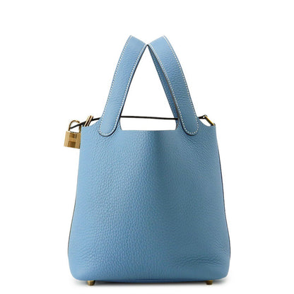 HERMES Picotin Lock New Blue Jean Taurillon Clemence Size PM