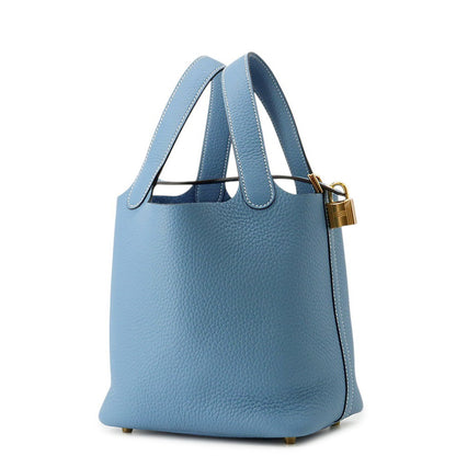 HERMES Picotin Lock New Blue Jean Taurillon Clemence Size PM