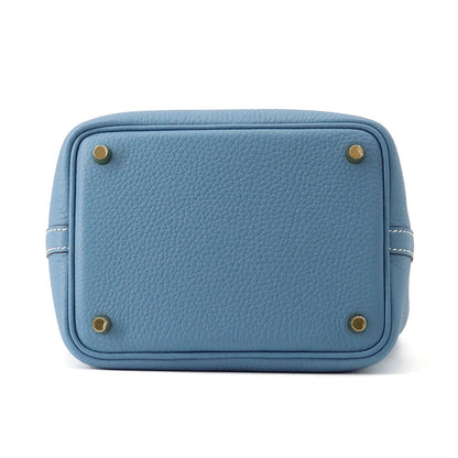 HERMES Picotin Lock New Blue Jean Taurillon Clemence Size PM