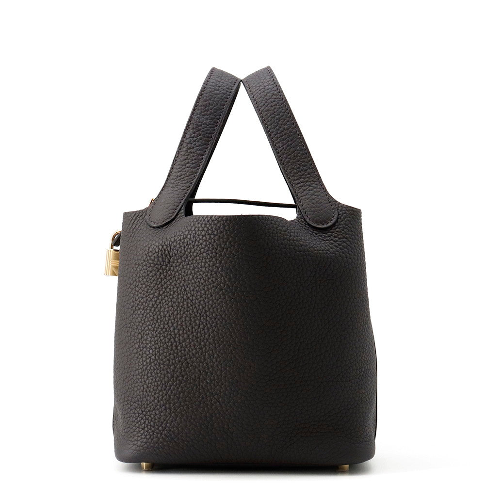 HERMES Picotin Lock Pull Noir Taurillon Clemence Size PM