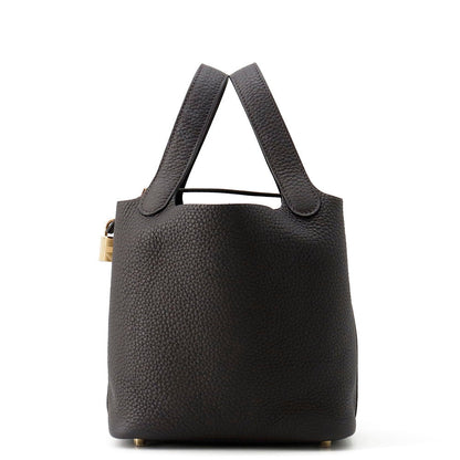 HERMES Picotin Lock Pull Noir Taurillon Clemence Size PM