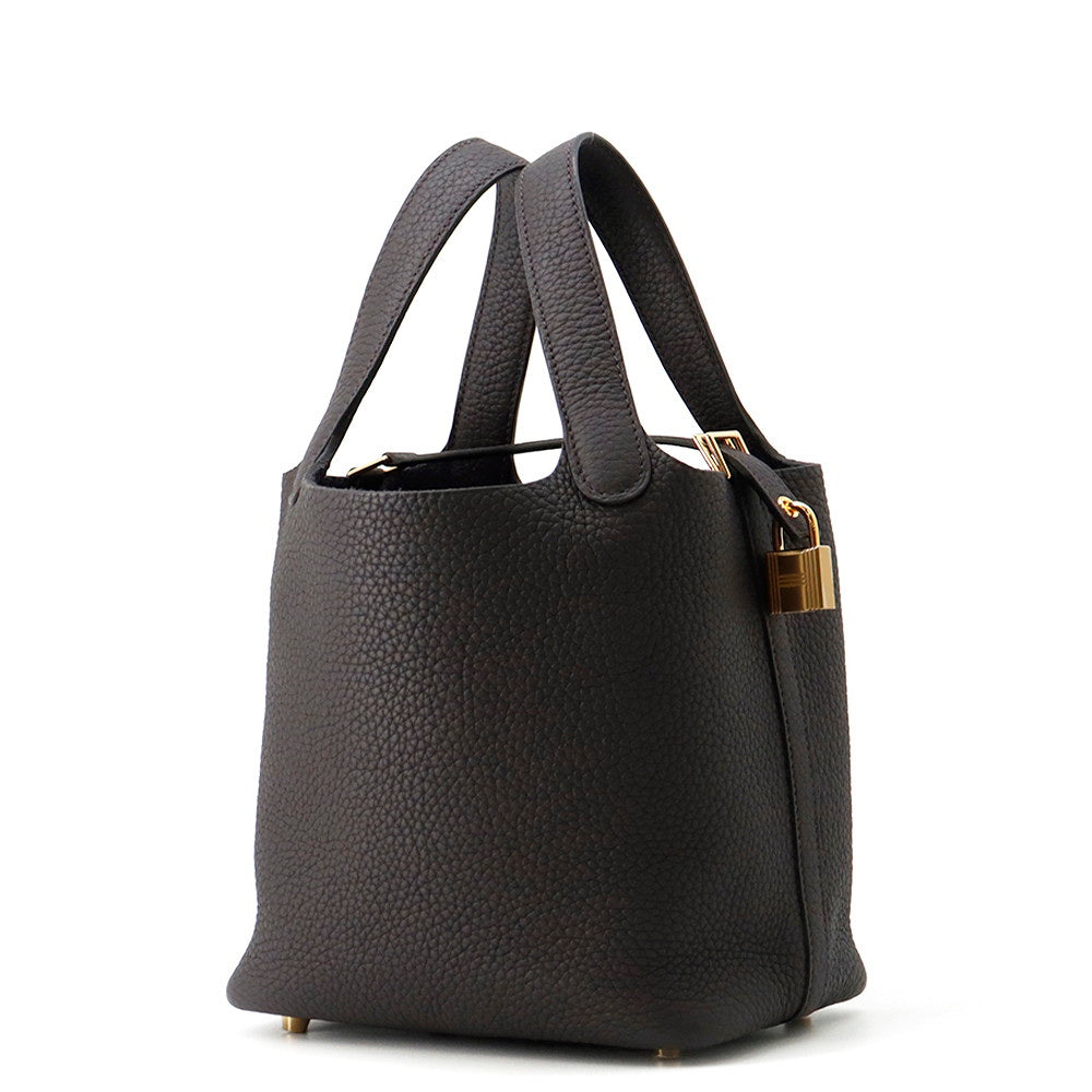 HERMES Picotin Lock Pull Noir Taurillon Clemence Size PM