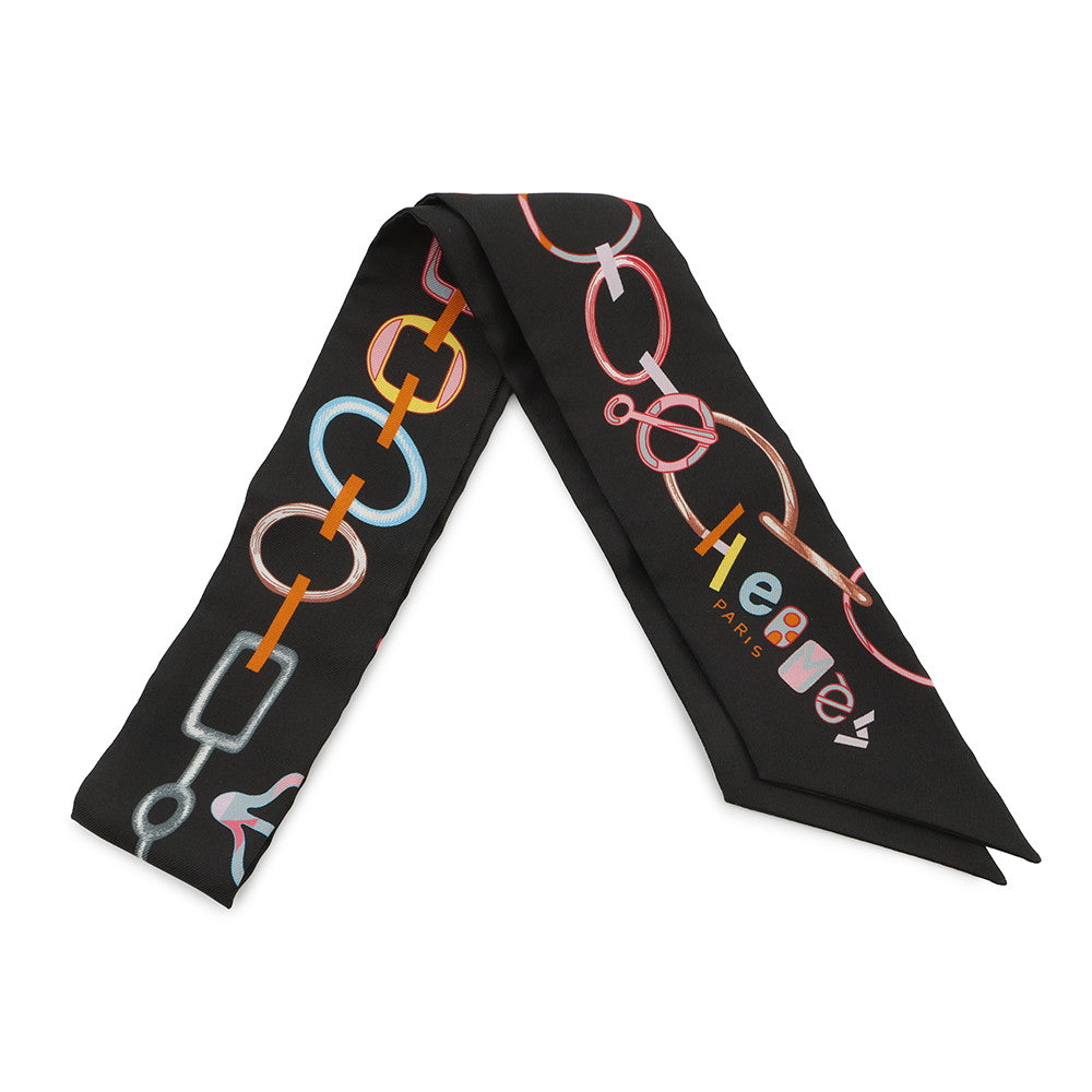 HERMES Twilly Dore・Boucle DO RE BOUCLES Black/Rose/Multicolor Silk100%