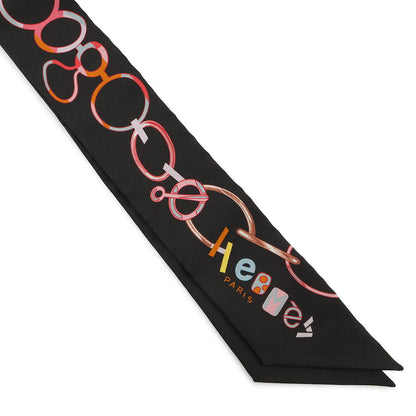 HERMES Twilly Dore・Boucle DO RE BOUCLES Black/Rose/Multicolor Silk100%