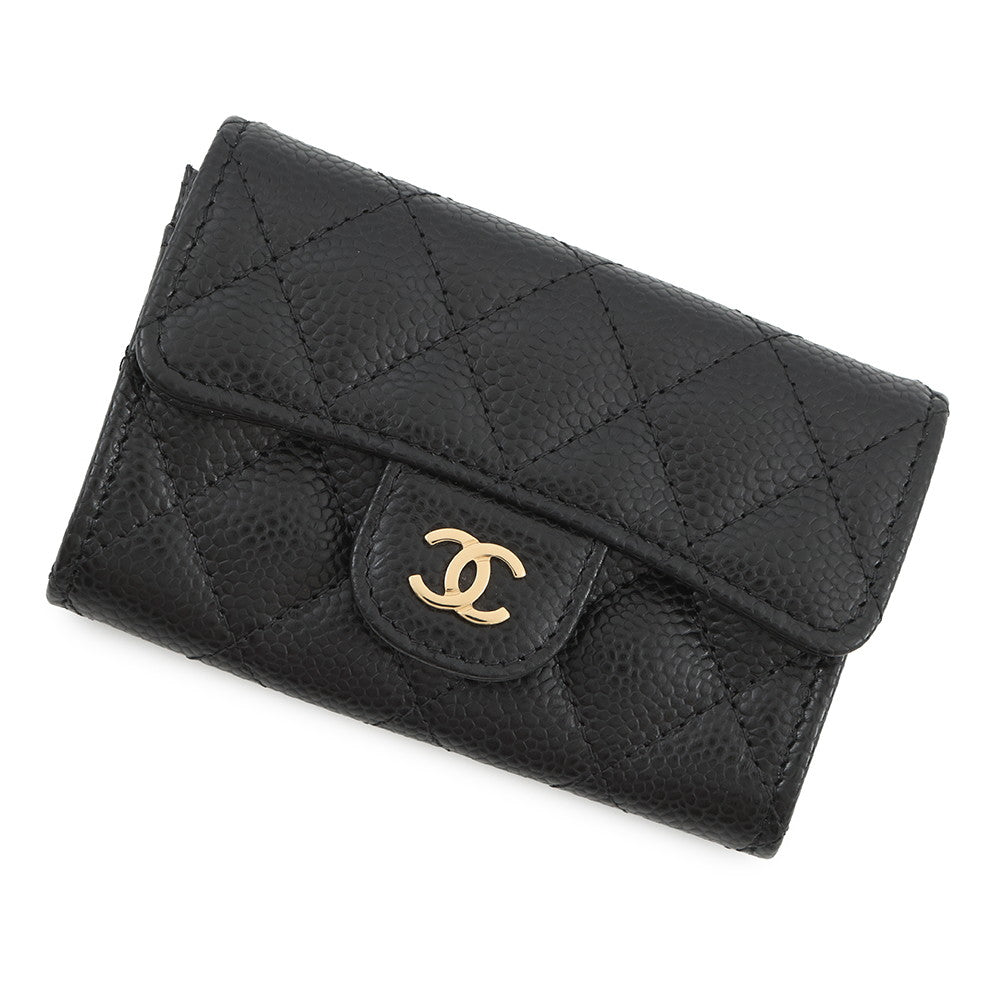 CHANEL Matelasse Classic Card Case BlackAP0214 Caviar Leather