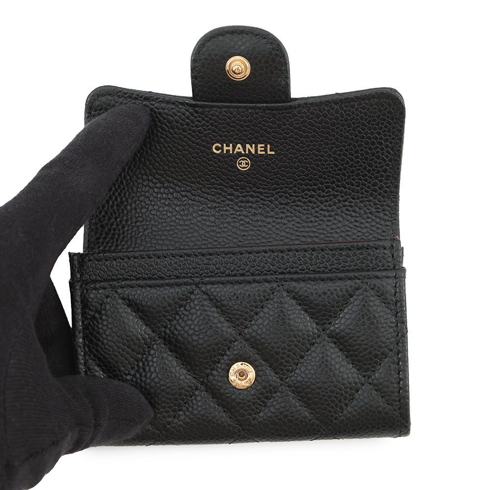 CHANEL Matelasse Classic Card Case BlackAP0214 Caviar Leather