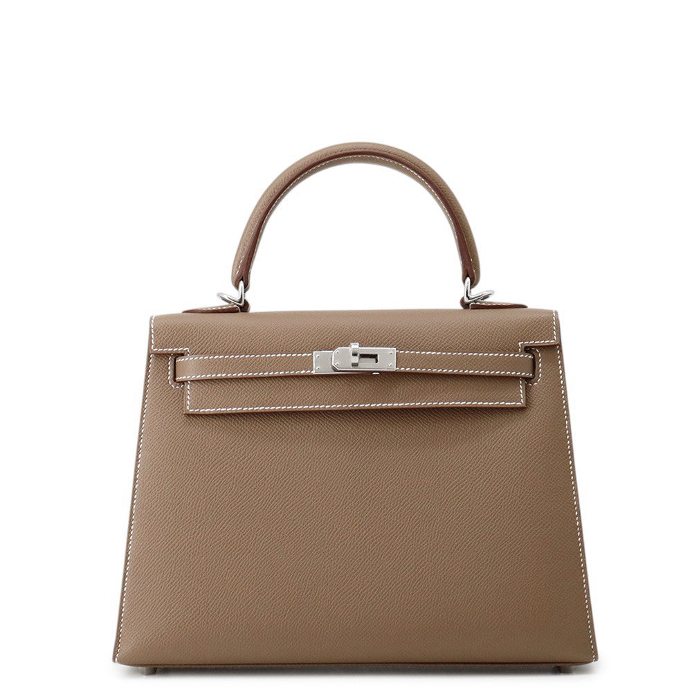 HERMES Kelly Sellier Etoupe Epsom Size 25