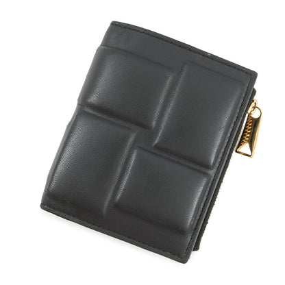 Bottega Veneta Padded Bi-fold Compact Wallet Black Lambskin