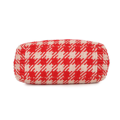 MIUMIU Terrycloth Check 2-Way Tote Bag Red5BG236 pile