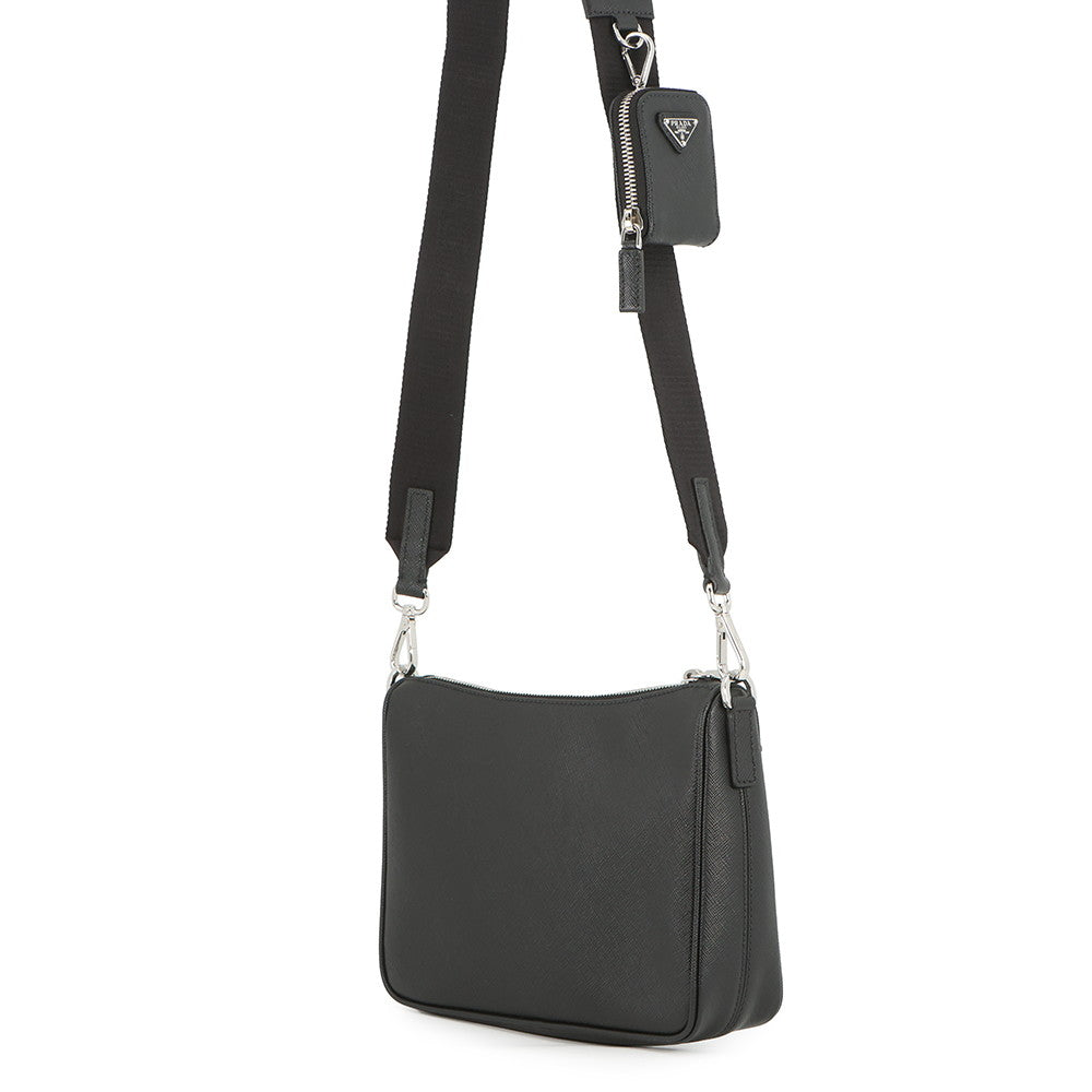 PRADA Shoulder Bag Black2VH113 Saffiano LeatherLeather