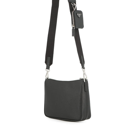PRADA Shoulder Bag Black2VH113 Saffiano LeatherLeather
