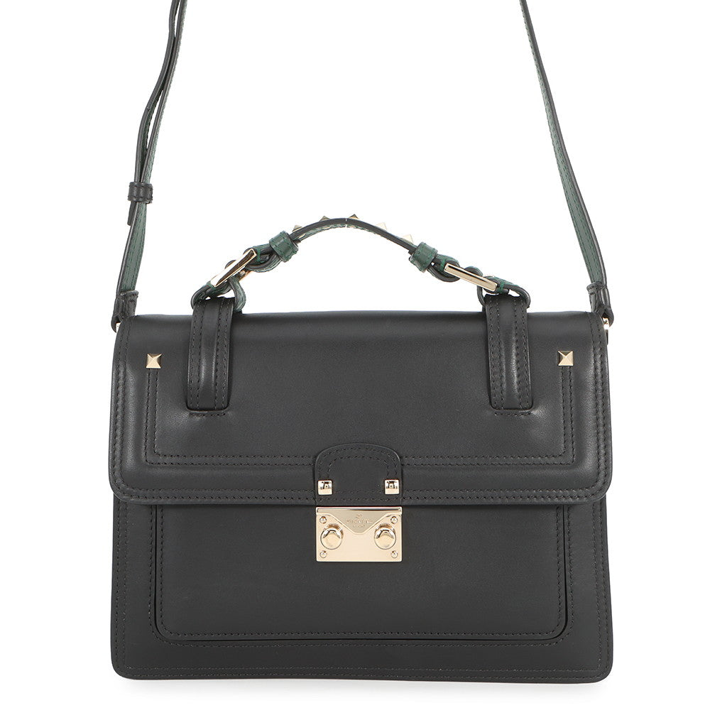 Valentino Garavani Cabana Studded 2wayBag Black/GreenMW2B0165VB2_D80 Leather Size Medium