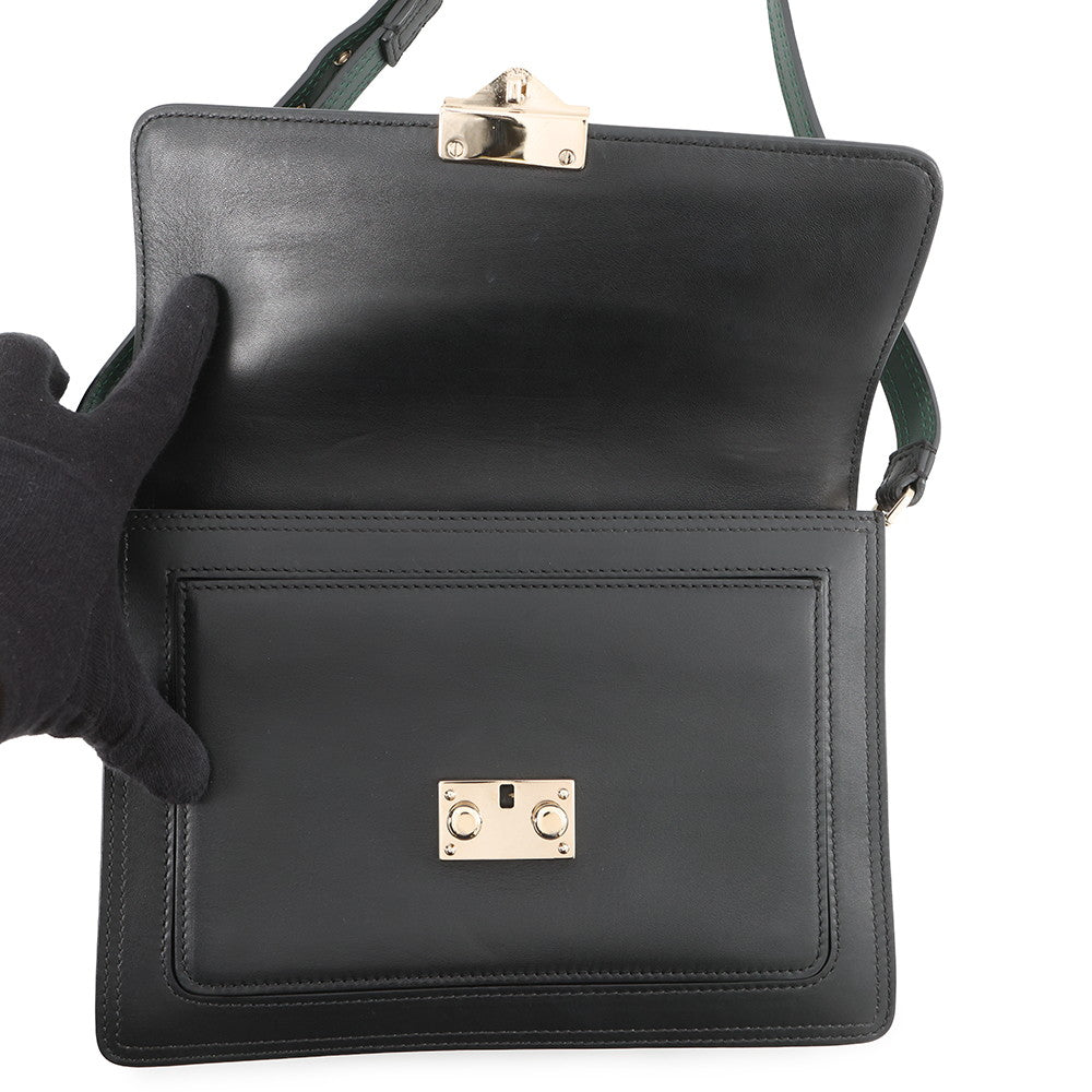 Valentino Garavani Cabana Studded 2wayBag Black/GreenMW2B0165VB2_D80 Leather Size Medium
