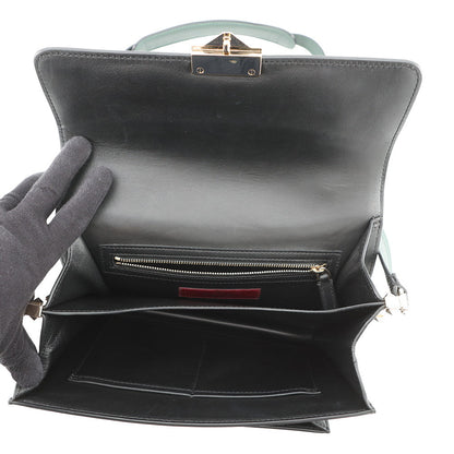 Valentino Garavani Cabana Studded 2wayBag Black/GreenMW2B0165VB2_D80 Leather Size Medium