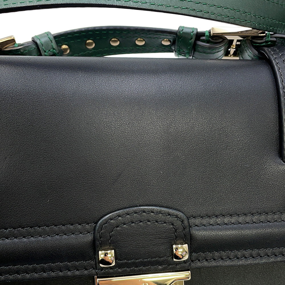 Valentino Garavani Cabana Studded 2wayBag Black/GreenMW2B0165VB2_D80 Leather Size Medium