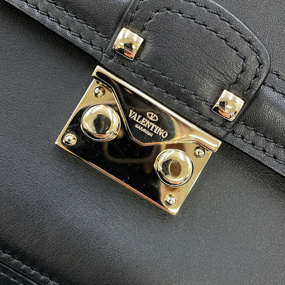 Valentino Garavani Cabana Studded 2wayBag Black/GreenMW2B0165VB2_D80 Leather Size Medium