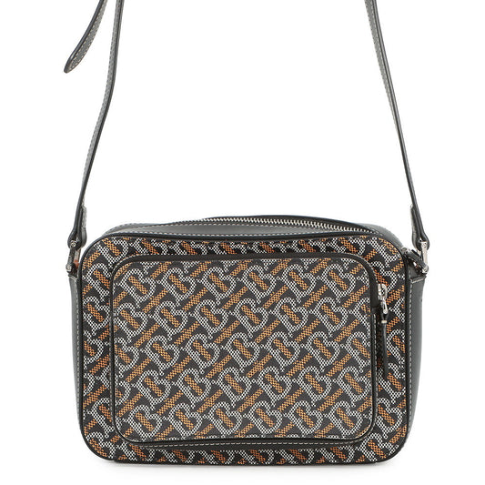 BURBERRY TBMonogram Shoulder Bag Black/Orange/White PVC Leather