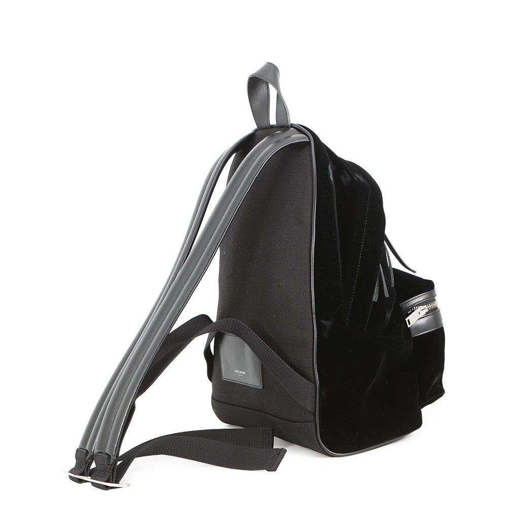 SAINT LAURENT PARIS City Backpack Black462807 Velour Leather
