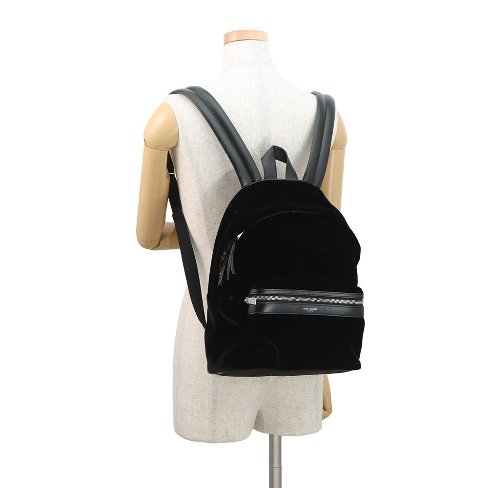 SAINT LAURENT PARIS City Backpack Black462807 Velour Leather