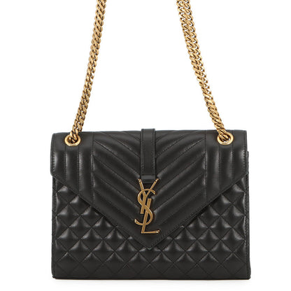 SAINT LAURENT PARIS Envelope Chain Shoulder Back Black600185AACT71000 Lambskin Size Medium