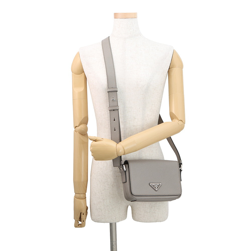 PRADA Saffiano Leather Shoulder Bag Greige2VD065 Leather