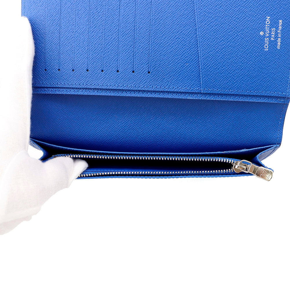 LOUIS VUITTON Portefeuille Brazza Noir/BlueM30791 Taiga Leather/V-Shape