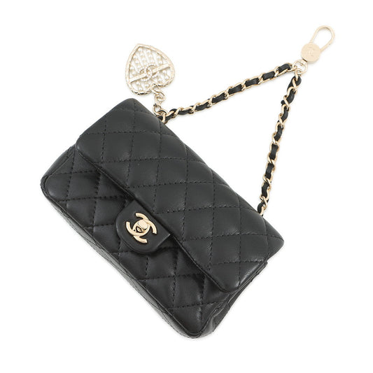 CHANEL Matelasse Classic Mini Bag Charm BlackAP4760 Lambskin Faux Pearl Rhinestone