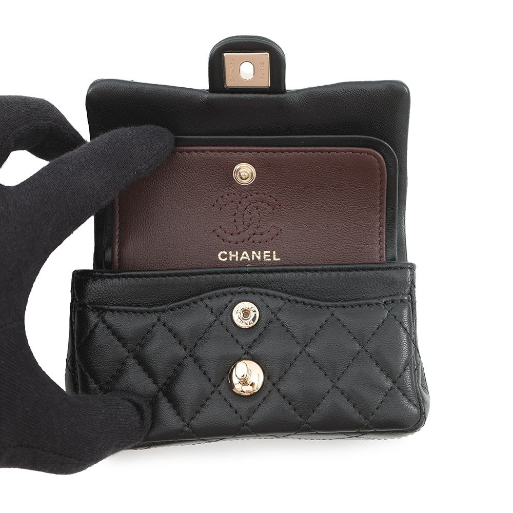 CHANEL Matelasse Classic Mini Bag Charm BlackAP4760 Lambskin Faux Pearl Rhinestone