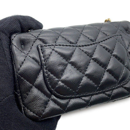 CHANEL Matelasse Classic Mini Bag Charm BlackAP4760 Lambskin Faux Pearl Rhinestone