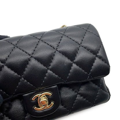 CHANEL Matelasse Classic Mini Bag Charm BlackAP4760 Lambskin Faux Pearl Rhinestone