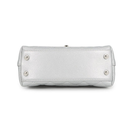 CHANEL Coco Handle 2WAYHandbag SilverAS2215 Caviar Leather Size XXS