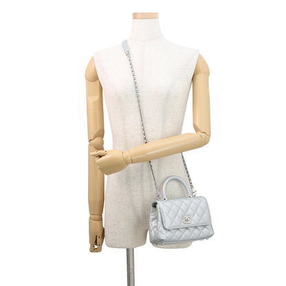 CHANEL Coco Handle 2WAYHandbag SilverAS2215 Caviar Leather Size XXS