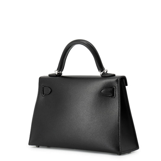 HERMES Mini Kelly 2 Cheval de Bois Black Tadelakt Leather