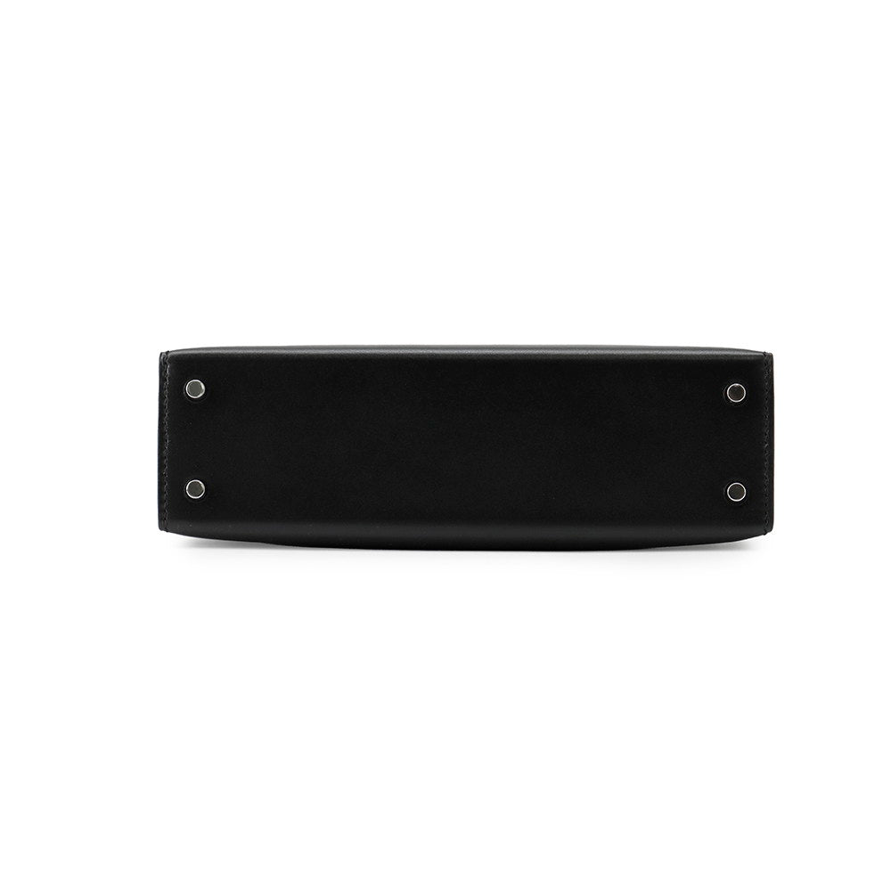 HERMES Mini Kelly 2 Cheval de Bois Black Tadelakt Leather