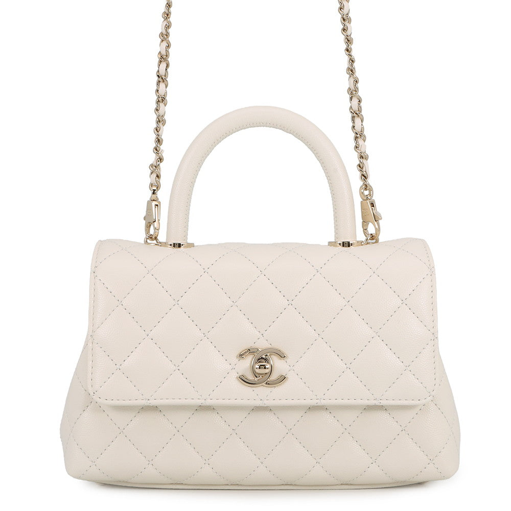 CHANEL Coco handle WhiteA92990 Caviar Leather Size 24