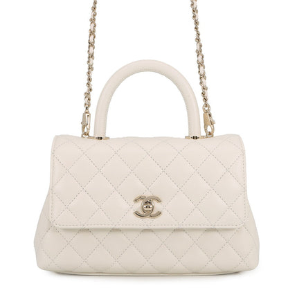 CHANEL Coco handle WhiteA92990 Caviar Leather Size 24