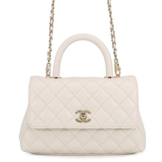 CHANEL Coco handle WhiteA92990 Caviar Leather Size 24
