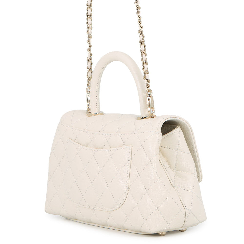 CHANEL Coco handle WhiteA92990 Caviar Leather Size 24