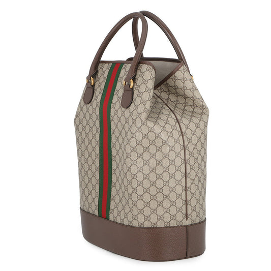GUCCI Ophidia Savoy Duffle Bag Beige/Brown760227 GG Supreme Leather