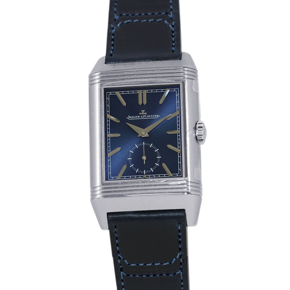 JAEGER-LE COULTRE Reverso Tribute Duo Small Seconds H47mm×W28.3mm Stainless Steel Leather Blue/Silver DialQ3988481