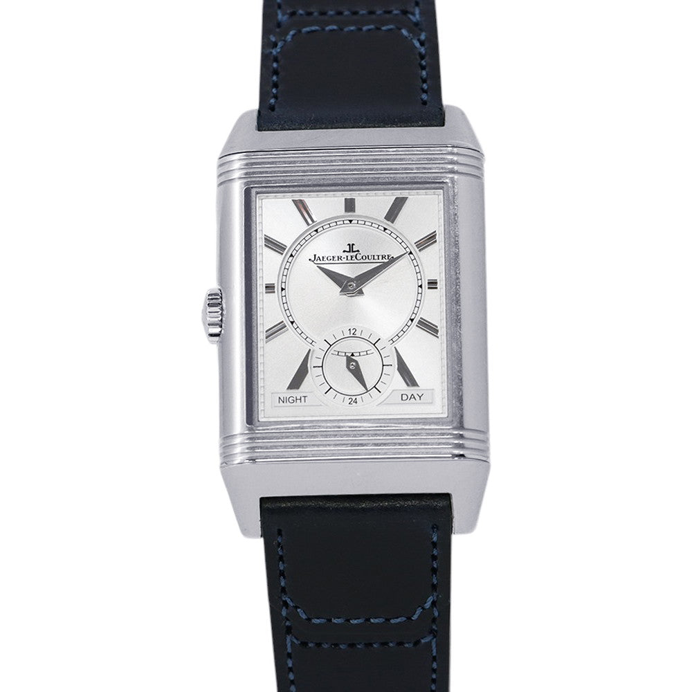 JAEGER-LE COULTRE Reverso Tribute Duo Small Seconds H47mm×W28.3mm Stainless Steel Leather Blue/Silver DialQ3988481
