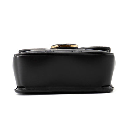 GUCCI Decorated Mini Chain Shoulder Bag Black741457 Leather